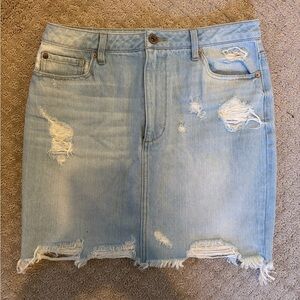 Pistola Light Blue Distressed Denim Mini Skirt